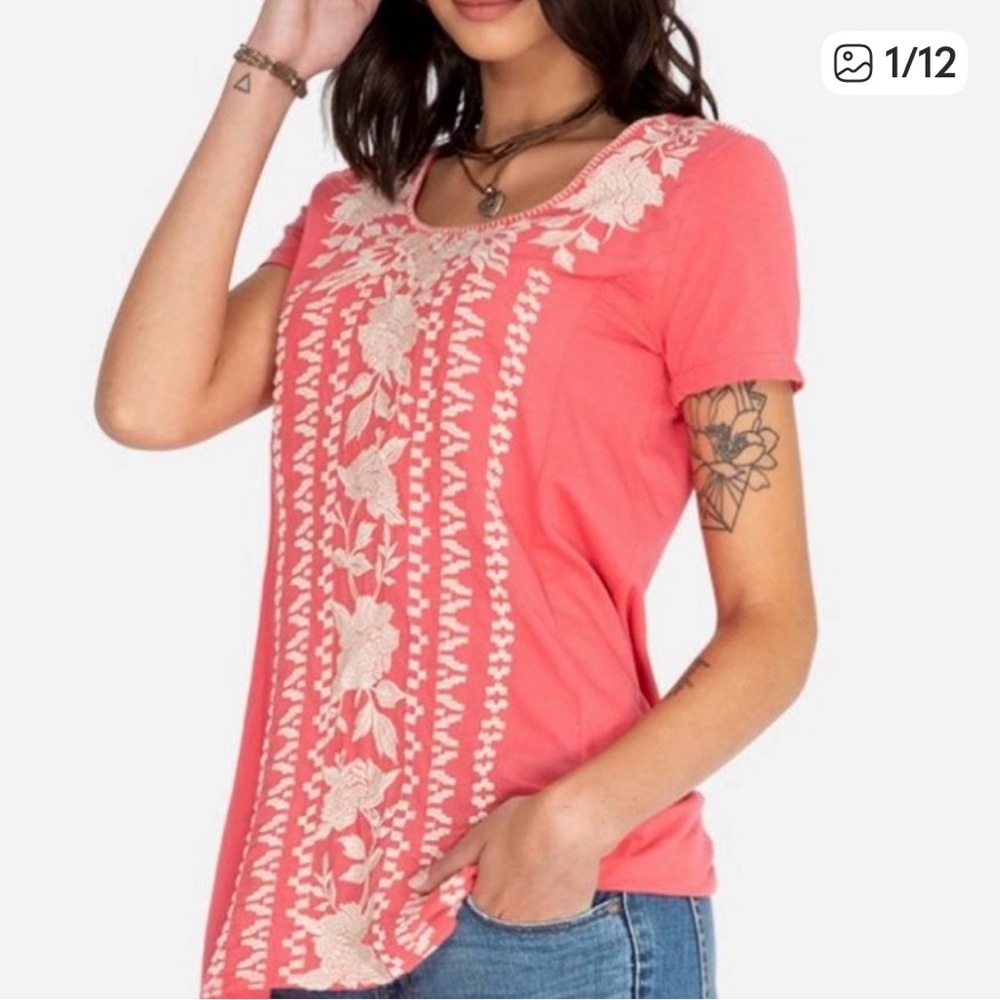Johnny Was Embroidered Pink Women's Top